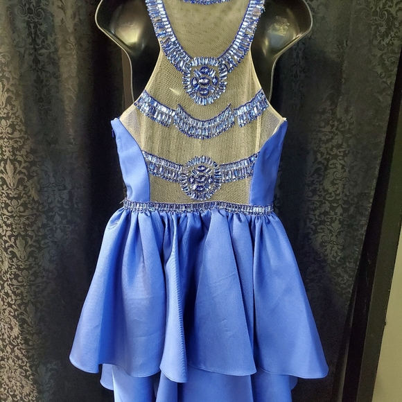 RACHEL ALLAN BLUE HOMECOMING DRESS - Picture 6 of 9